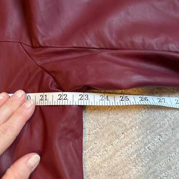 Chico’s deep red collarless faux leather jacket, size 2 (12-14) - Picture 3 of 6